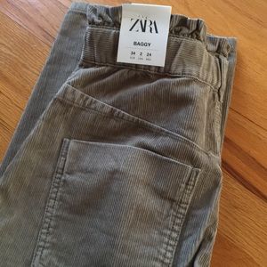 Zara corduroy paper bag baggy pants